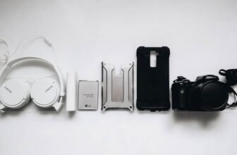 A collection of modern, simple gadgets arranged on a kitchen counter, showcasing tools that enhance daily tasks and routines.